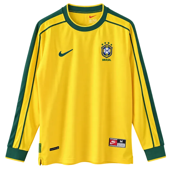 Jersey retro Brasil 1998 Local Manga larga
